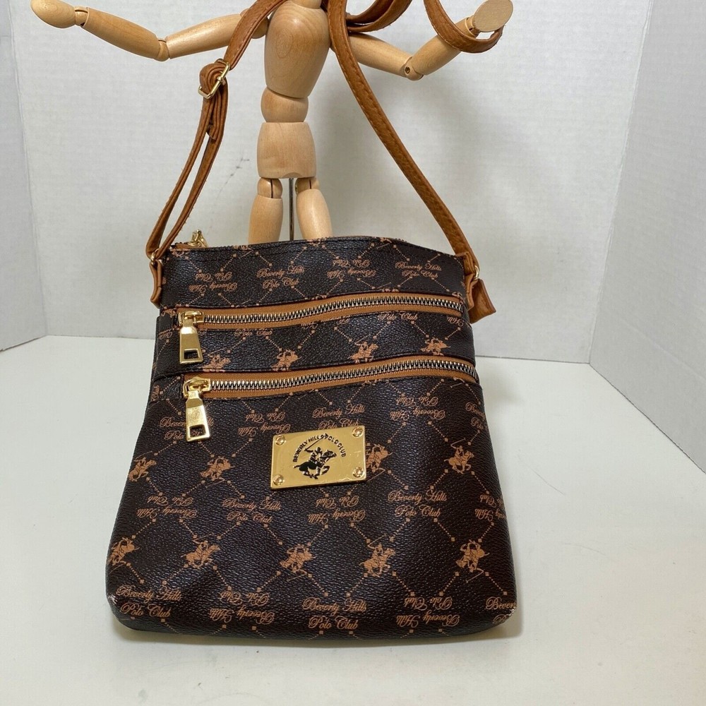 New BEVERLY HILLS POLO CLUB Brown Cross Body Purse Handbag